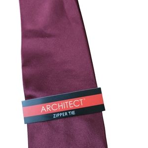 Architect Bradley satin zipper tie burgundy